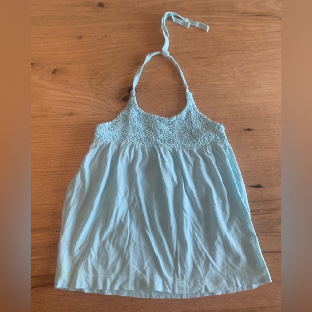 Old Navy Cotton Lace Halter Top Pastel Blue Girls 8 Preloved